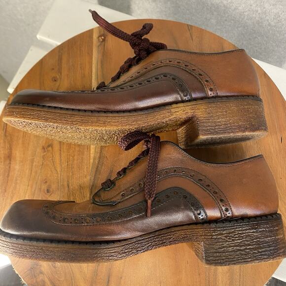 👞 Vintage 70s Two-Tone Brogue Oxfords Men’s 10 – Mod Rockabilly Style 🤎 - Picture 11 of 14